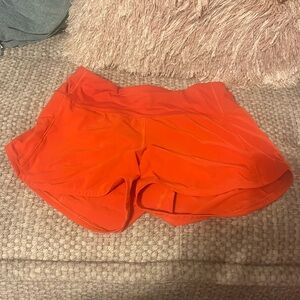 Carnation Red Speed Ups Mid Rise 4 inch Lululemon shorts!!